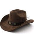 thumbnail image 1 of Western Cowboy Hat for Men Women Wide Curved Brim with Adjustable Strap Lightweight Cowboy Hat Cowgirl Hat Sun Hat for Outdoor Travel Party, 1 of 3