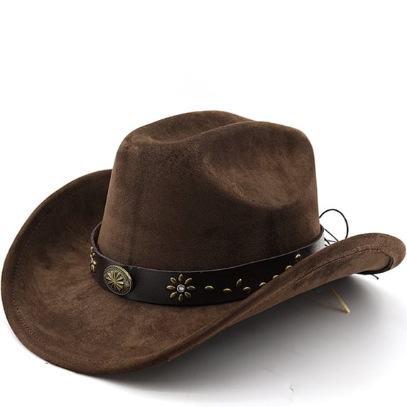 Western Cowboy Hat for Men Women Wide Curved Brim with Adjustable Strap Lightweight Cowboy Hat Cowgirl Hat Sun Hat for Outdoor Travel Party