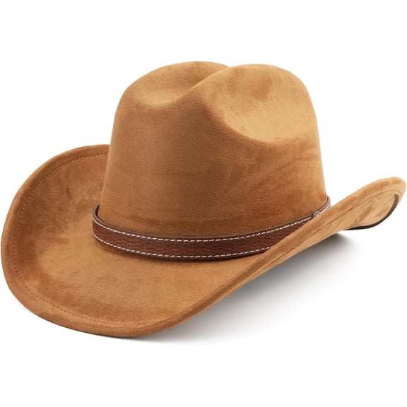 Western Cowboy Hat for Women Men Small Short Wide Brim Beach Cowgirls Cattleman Cowboys Hats-One SizeBrown