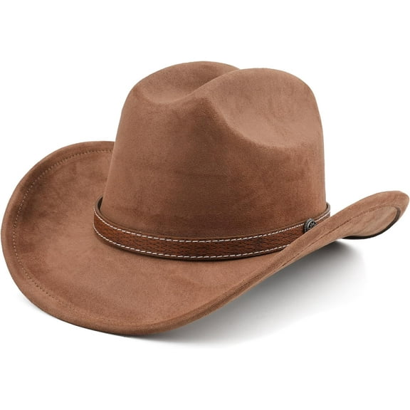 Western Cowboy Hat for Women Men Small Short Wide Brim Beach Cowgirls Cattleman Cowboys Hats-One SizeCoffee