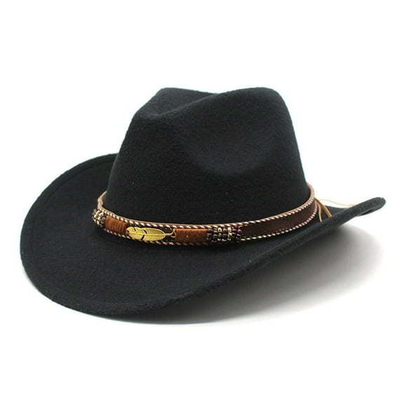 Western Cowboy Hat for Women Men, Wide Brim Floppy Hat Western Hat Wool Felt Bowler Cap Classic Vintage Bowler Hat for Adults