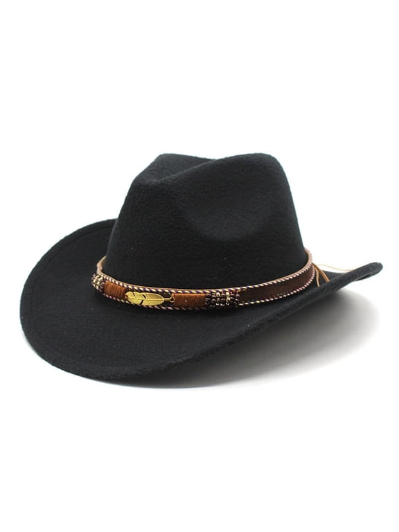 Western Cowboy Hat for Women Men, Wide Brim Floppy Hat Western Hat Wool Felt Bowler Cap Classic Vintage Bowler Hat for Adults