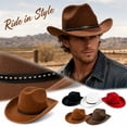 thumbnail image 1 of Western Cowboy Hat for Women and Men, Unisex Big Wide Brim Felt Hats for Cowboys and Cowgirls (Red), 1 of 4