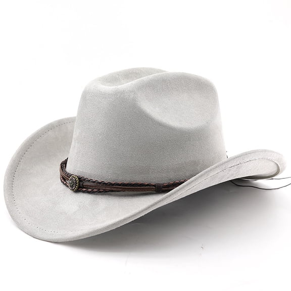 Western Cowboy Hat with Curved Brim For Outdoor Adventure Travel Riding Daily Leisure SeasonGreyOne Size