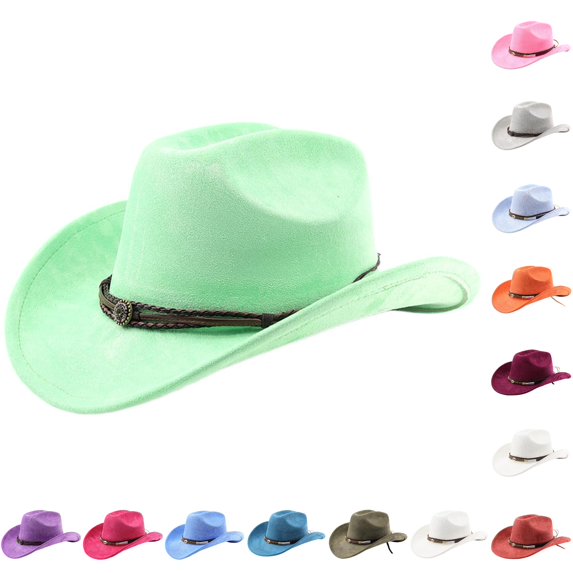 Western Cowboy Hat with Curved Brim for and Outdoor Adventure Travel Riding Cowboy Hat 7 3/8 One Size
