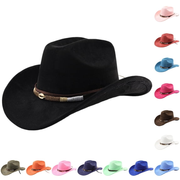 Western Cowboy Hat with Curved Brim for and Outdoor Adventure Travel Riding Cowboy Hat 7 3/8 One Size