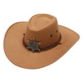thumbnail image 1 of Western Cowboy Hat with Star Buckle for Men Women Outdoor Festival Classic Shapeable Wide Brim Elegant Cosplay HeadwearKhakiOne Size, 1 of 2