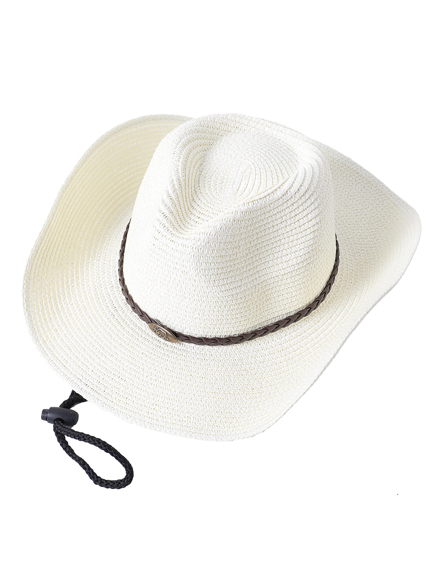 Western Cowboy Hat with String for Women Men Foldable Summer Sun Protection Straw  Beach Hats with Wide Brim 