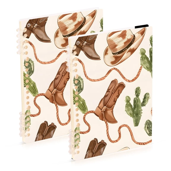 Western Cowboy Hats Ropes Boots Cactus Notebook Detachable Coil Notebook Diary Plan Book A5 Size 60 Pages 1 Pack