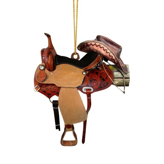 Western Cowboy Horse Lover Saddle Acrylic Decorative Hanging Pendant Ornament
