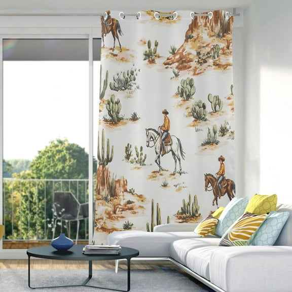 Western Cowboy Horses Blackout Curtains 84"x52" Thermal Insulated Curtain 1 Panel