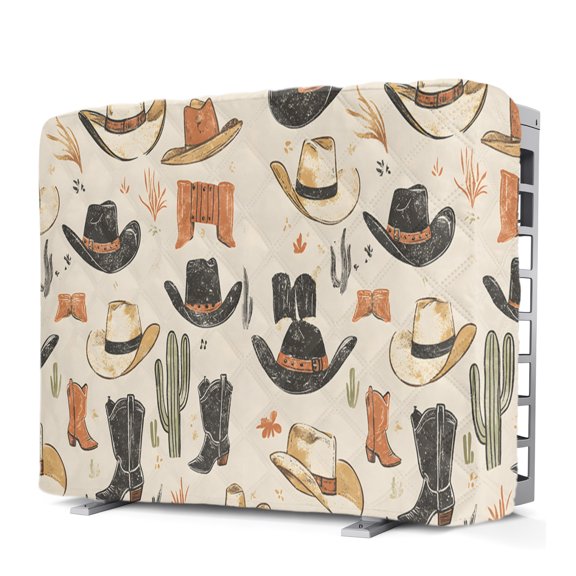 Western Cowboy Indoor AC Cover for Window Units, Country Vintage Art Boots Desert Insulated Air Conditioner Unit Cover Inside Adjustable Waterproof with Elastic Straps, 21" L x 15" H x 3.5" D