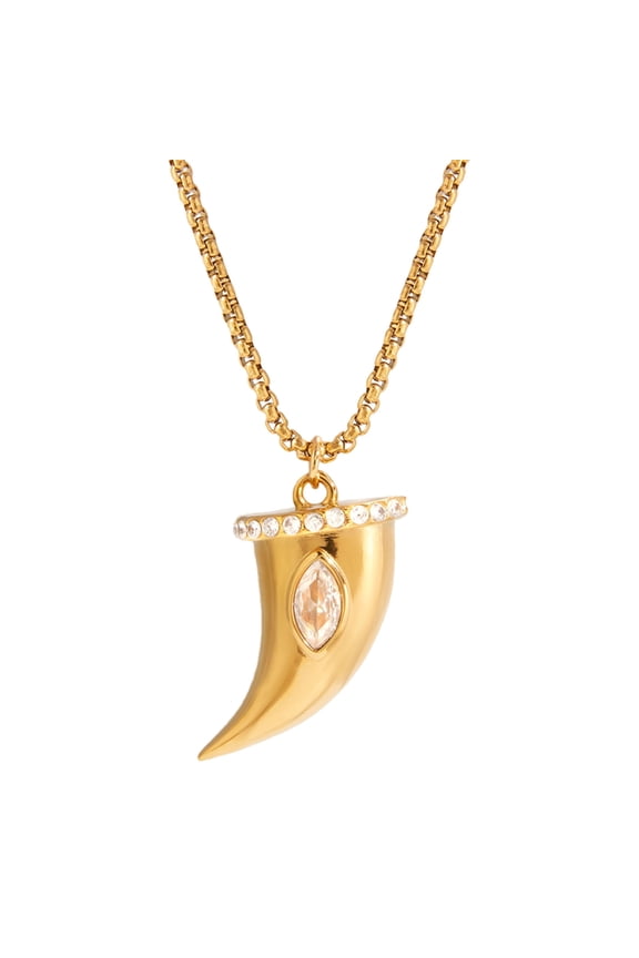 Western Cowboy Inspired Horn Shaped Cubic Zirconia Adjustable Chain Necklace