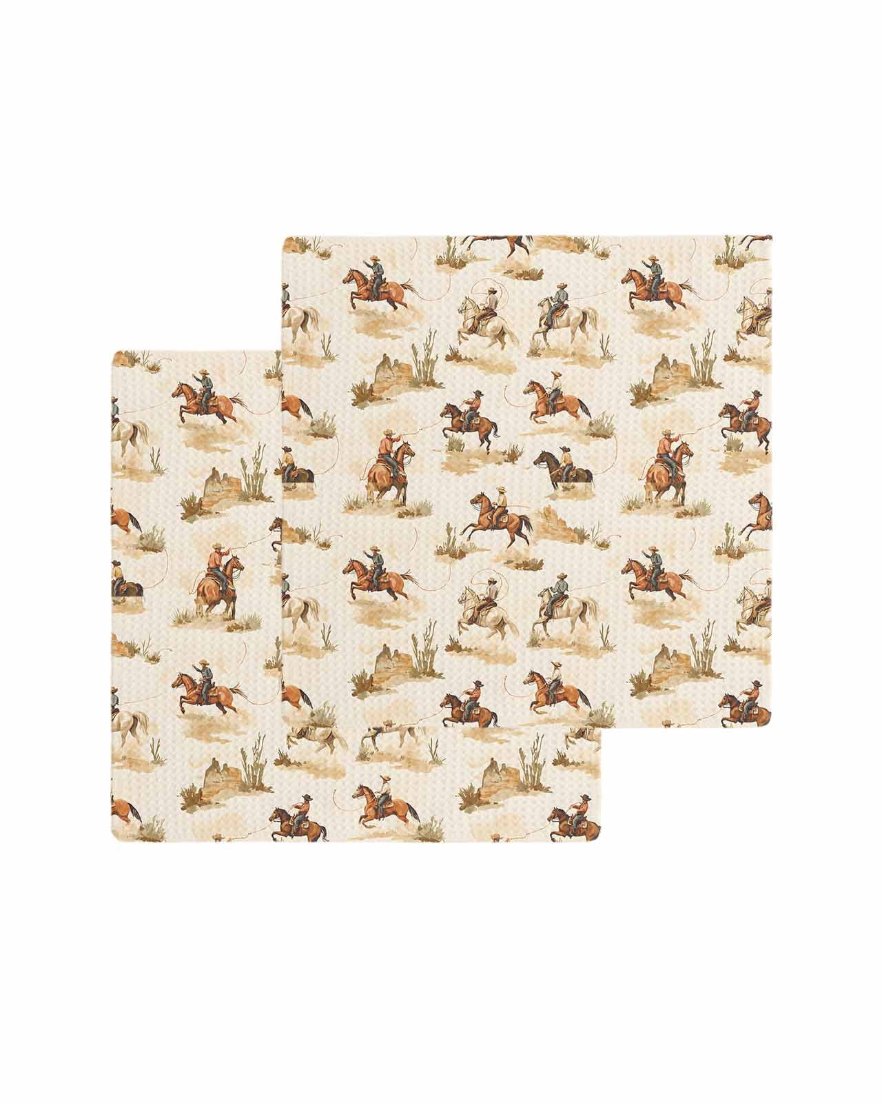 Set of 4 Minimalistic Cowboy Western Cattle Brands Kitchen Towels Made in America main image 0
