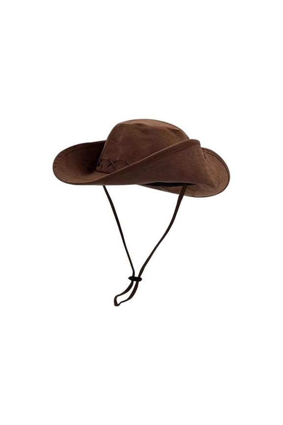 Western Cowboy Wide Brim, Sun Protection for Outdoor Activities, for Camping Hiking Fishing Setup and Daily Use, Brown