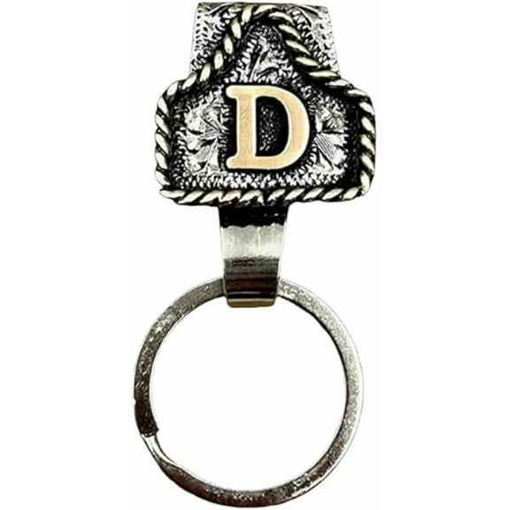 Western Cowboy Letter Keychain, Vintage Handmade Letter A-Z Initial Keychain Clip, Personality Metal Key Chain for Belt