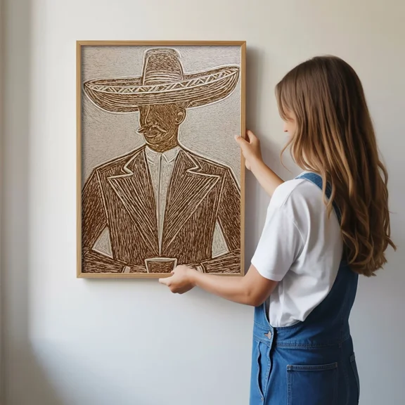 Western Cowboy Oil Painting Poster, Abstract Man And Woman Wall Art Decor, Matte Canvas Stretched, Posters for Room Bedroom Living Room Bathroom Wall Decor, Posters & Art Prints, Gift.