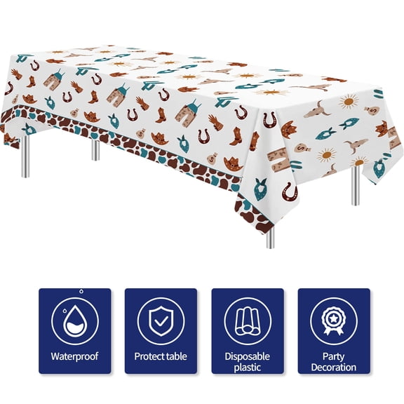 Western Cowboy Party Tablecloth Set 3 Pcs 86x55 Inch Disposable