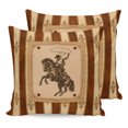 thumbnail image 1 of Western Cowboy Pillow Covers 16x16 Set of 2, Farmhouse Modern Rustic Red Brown Stripe Throw Pillow Covers Decorative Couch Cushion Cover, Microfiber Soft Pillowcases for Bedroom Living Room Sofa, 1 of 9