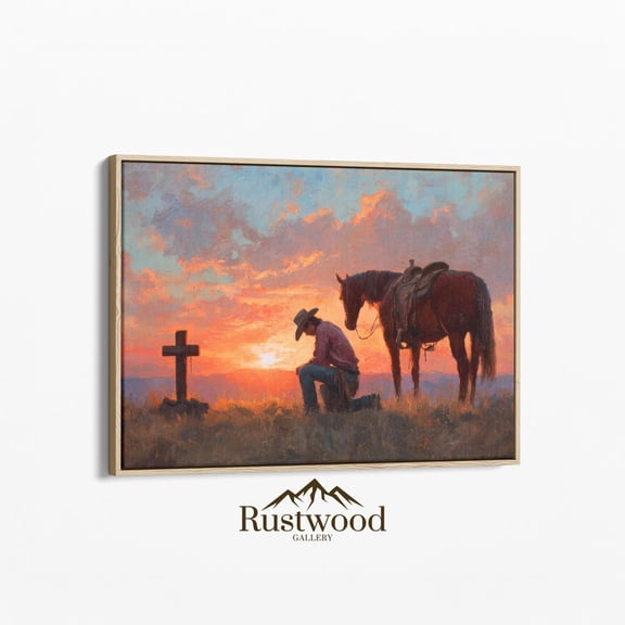 Western Cowboy Prayer Wall Art Faith Inspired Rustic Home Decoration Artwork Living Room Bedroom Office