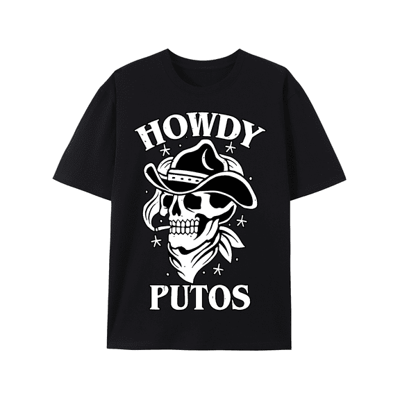 Western Cowboy Print Men's Cotton Top, Casual Short Sleeve Crew Neck T-shirt, Men's Clothing For Outdoor