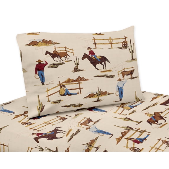 Sweet Jojo Designs Wild West Cowboy Multicolor 4 Piece Queen Size Sheet Set - 4 piece