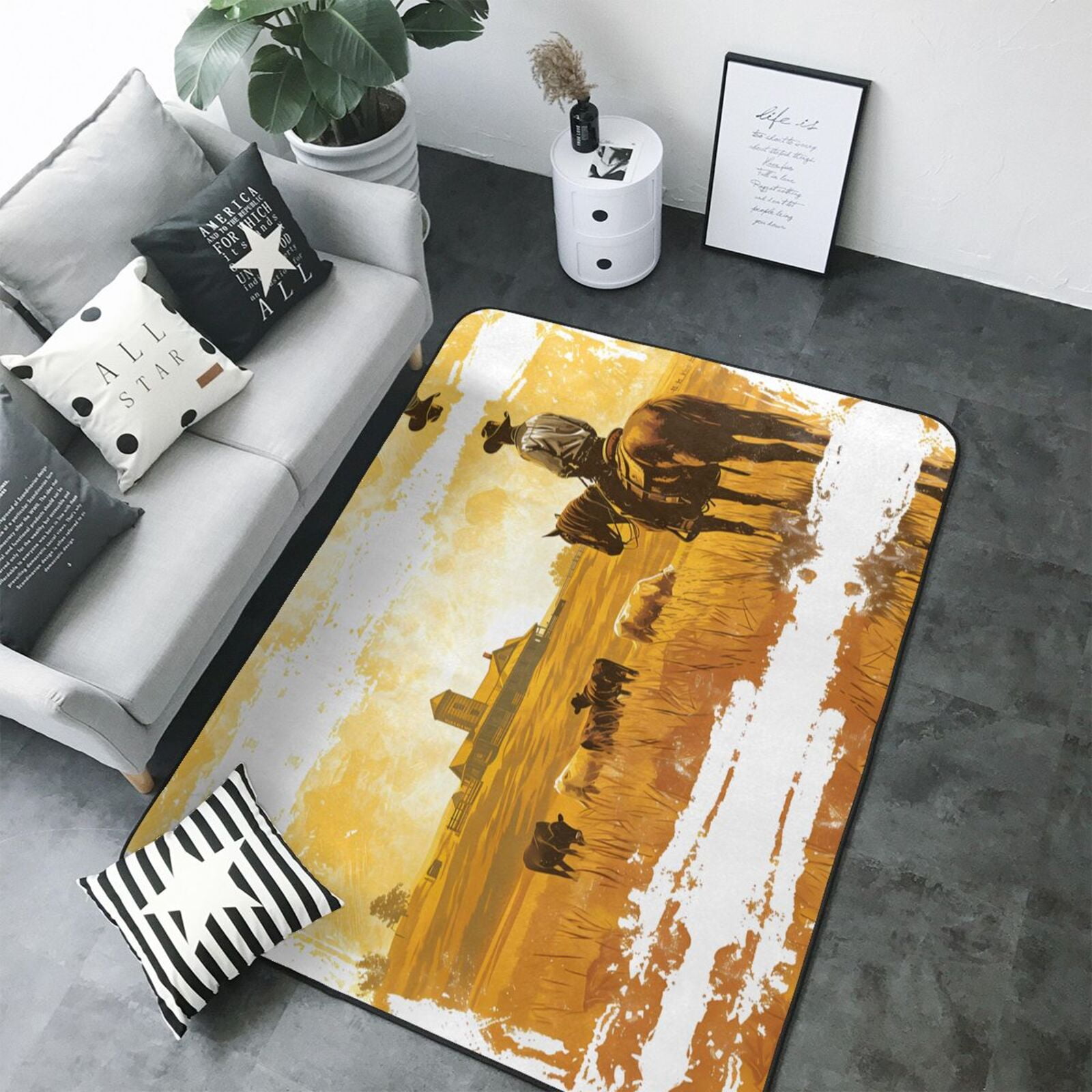 Western Cowboy Ranch Area Rugs for Living Room Bedroom, 5x7 Soft Throw ...