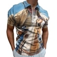 thumbnail image 1 of Western Cowboy Riding Men Zipper T-shirt Summer Casual Short Sleeve T-shirt Top, 1 of 7
