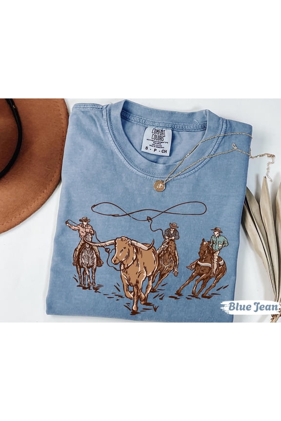 Western Cowboy Rodeo Retro Tshirt All Size S-4Xl