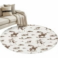 thumbnail image 1 of Western Cowboy Round Area&nbsp;Rug 3ft Retro Brown Desert Ethnic Horse Non-Slip&nbsp;Washable Circle Rugs Soft Felt Indoor Floor Mat for Bedroom Kitchen Living Room Bathroom, 1 of 9