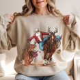 thumbnail image 1 of Western Cowboy Santa Christmas Sweatshirt, Rodeo Sweatshirt, Horse & Reindeer Sweatshirt, Rustic Xmas Sweatshirt, 1 of 4