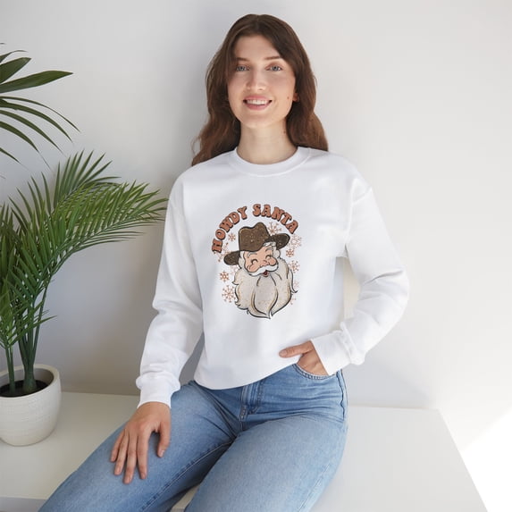 Western Cowboy Santa Women Sweatshirts, Christmas Women Sweatshirts,