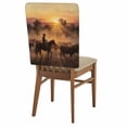 thumbnail image 1 of Western Cowboy Scenery Chair Covers Set of 1 Romantic Sunset Country Horse Bullfighter Cow Chair Back Covers Stretch Removable Washable Slipcovers Protector for Dining Room Kitchen Party Decor, 1 of 9