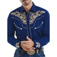 thumbnail image 1 of Western Cowboy Shirt For Men,Vintage Long Sleeve Embroidered Shirts Slim Fit Casual Button Down Shirt Men's Fall Spring Shirts Blue XXL, 1 of 6