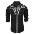 thumbnail image 1 of Western Cowboy Shirt for Men Long Sleeve Embroidered Button Down Shirts Slim Fit Spring Fall Black M, 1 of 4
