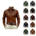 thumbnail image 1 of Western Cowboy Shirt for Men Retro Casual Long Sleeve Button Down Collared Shirt, 1 of 5