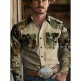 thumbnail image 1 of Western Cowboy Shirts for Men Camouflage Long Sleeve Button Down Cotton Work Shirt Casual Jacket Tops with Pockets Khaki L, 1 of 5