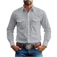 thumbnail image 1 of Western Cowboy Shirts for Men Stylish Pearl Snap Button Down Cotton Work T-Shirt Casual Blouses Jacket with Two Pockets, 1 of 5