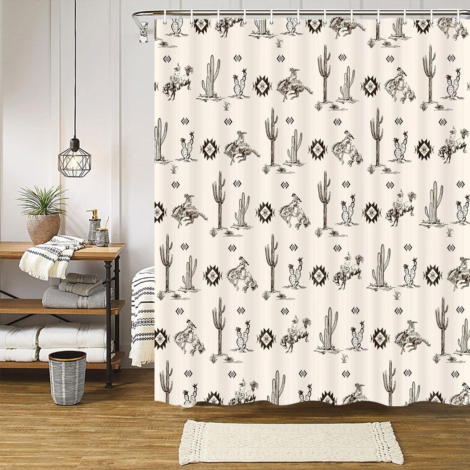 Western Fabric Shower Curtain Aztec Desert Bath Accessories Bathroom Home Decor