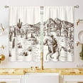 thumbnail image 1 of Western Cowboy Small Kitchen Curtains Farmhouse Country Window Treatment Desert Horse Cafe Short Window Curtains for Bathroom Dining Laundry Room Vintage Tier Treatment Drapes 27.5x39 inch, 1 of 6