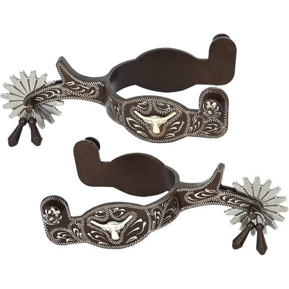 Western Cowboy Spurs, 1 Pair Men Western Spurs, Vintage Carved Bronze Low Carbon Horse Spurs, Men Women Western Horse Spurs with Rotatable Gear Proof for Equestrian