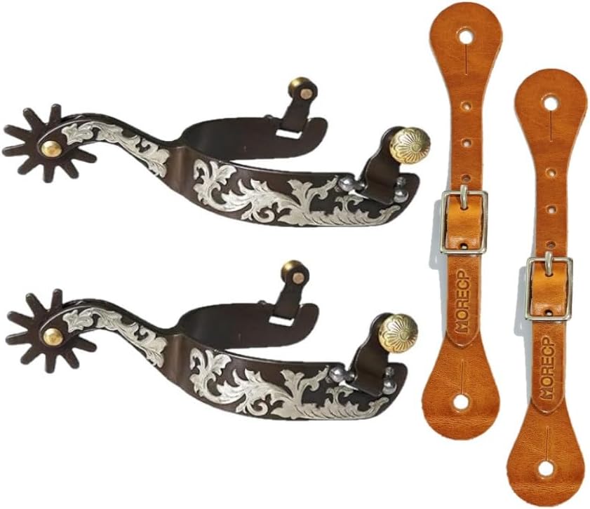 Sharp Riding Spurs Western Cowboy Spurs,Paired with Cowhide Holes Spurs Belt, Vintage ...
