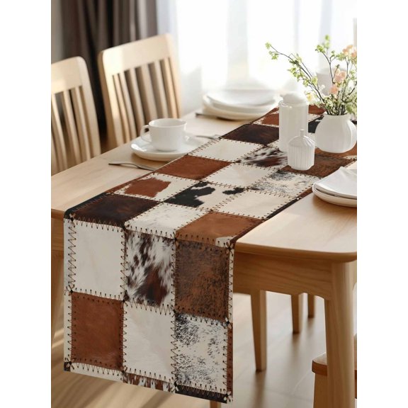 Western Cowboy Square Table Runner 70 Inches Long,Kitchen Dining Tablerunners Abstract Geometric Art Linen Table Runners Dresser Scarves for Home Dinner Wedding Holiday Party Decor