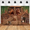 thumbnail image 1 of Western Cowboy Stable Horse Backdrop Haystack Baby Shower Kids Birthday Party Photography Background r Photo Studio Props, 1 of 5