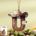 thumbnail image 1 of Western Cowboy Style Acrylic Letter Pendants - Assorted Alphabet Christmas Tree Ornaments with Cowboy Hats & Floral Details, Festive Holiday Decor Gifts, 1 of 9