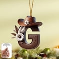 thumbnail image 1 of Western Cowboy Style Acrylic Letter Pendants - Assorted Alphabet Christmas Tree Ornaments with Cowboy Hats & Floral Details, Festive Holiday Decor Gifts, 1 of 9