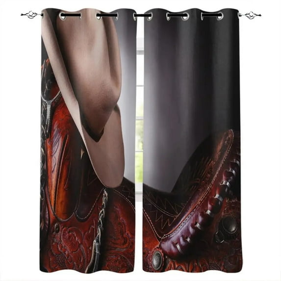 Western Cowboy Style Window Curtain Bedroom Kitchen Decor Curtain Panel Curtains for Living Room