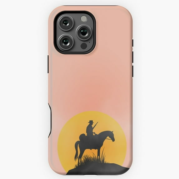Western Cowboy Sunset Vintage Art Phone Case for iPhone 16 15 14 13 12 11 Pro Max
