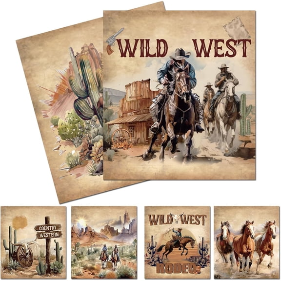 Western Cowboy Swedish Dishcloths for Kitchen, 6 Pcs Reusable Horses Swedish Dish Cloths, Absorbent Sponge Cleaning Dish Cloths for Farmhouse Kitchen Cooking Home Decoration Housewarming Gifts