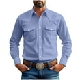 thumbnail image 1 of Western Cowboy T-Shirts Men's Pearl Snap Button Down Cotton Work Shirt Dressy Casual Shirt Jacket with Two Pockets, 1 of 6
